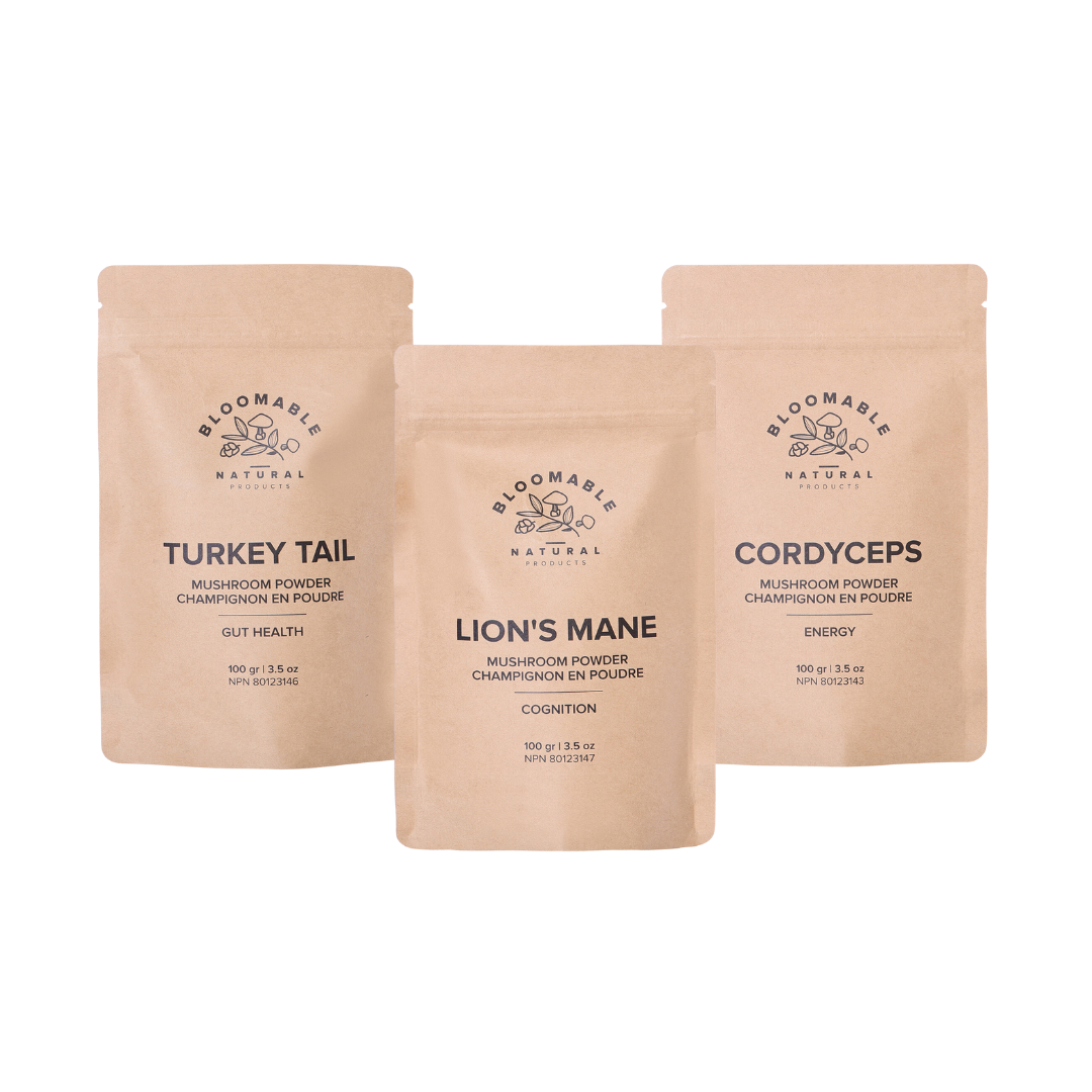 Bloomable Trio Bundle - Lion's Mane, Turkey Tail and Cordyceps Mushroom Powders - Bloomable Natural Products